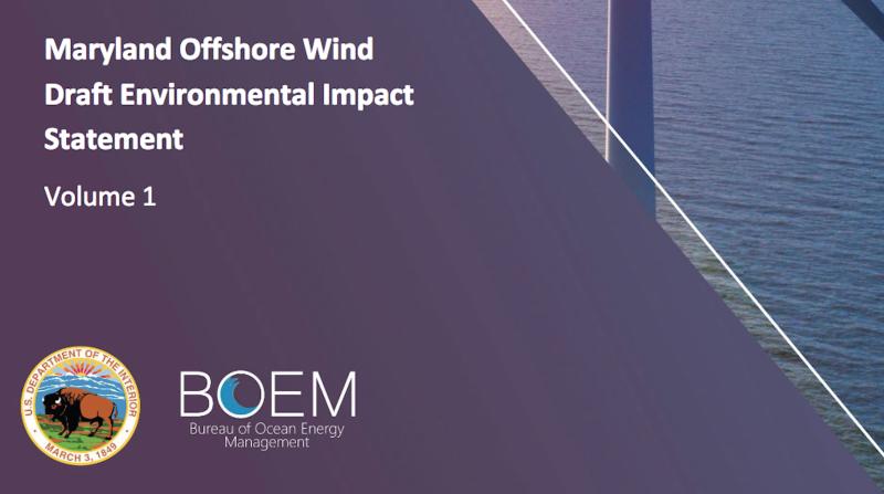 The U.S. Bureau of Ocean Energy Management issued Sept. 29 the draft environmental impact statement for the proposed Maryland Offshore Wind Project, which is due east of Ocean City, Md., and has a proposed landfall at 3R’s Beach in Delaware Seashore State Park. BOEM IMAGE